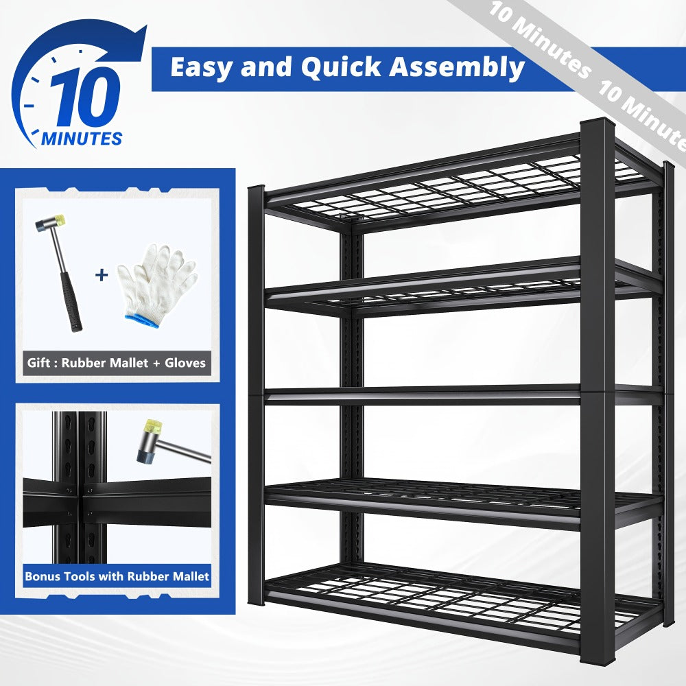 Heavy Duty Metal Garage Shelving Unit 72"H - Adjustable Steel Storage Shelf Rack for Garage, Basement & Warehouse