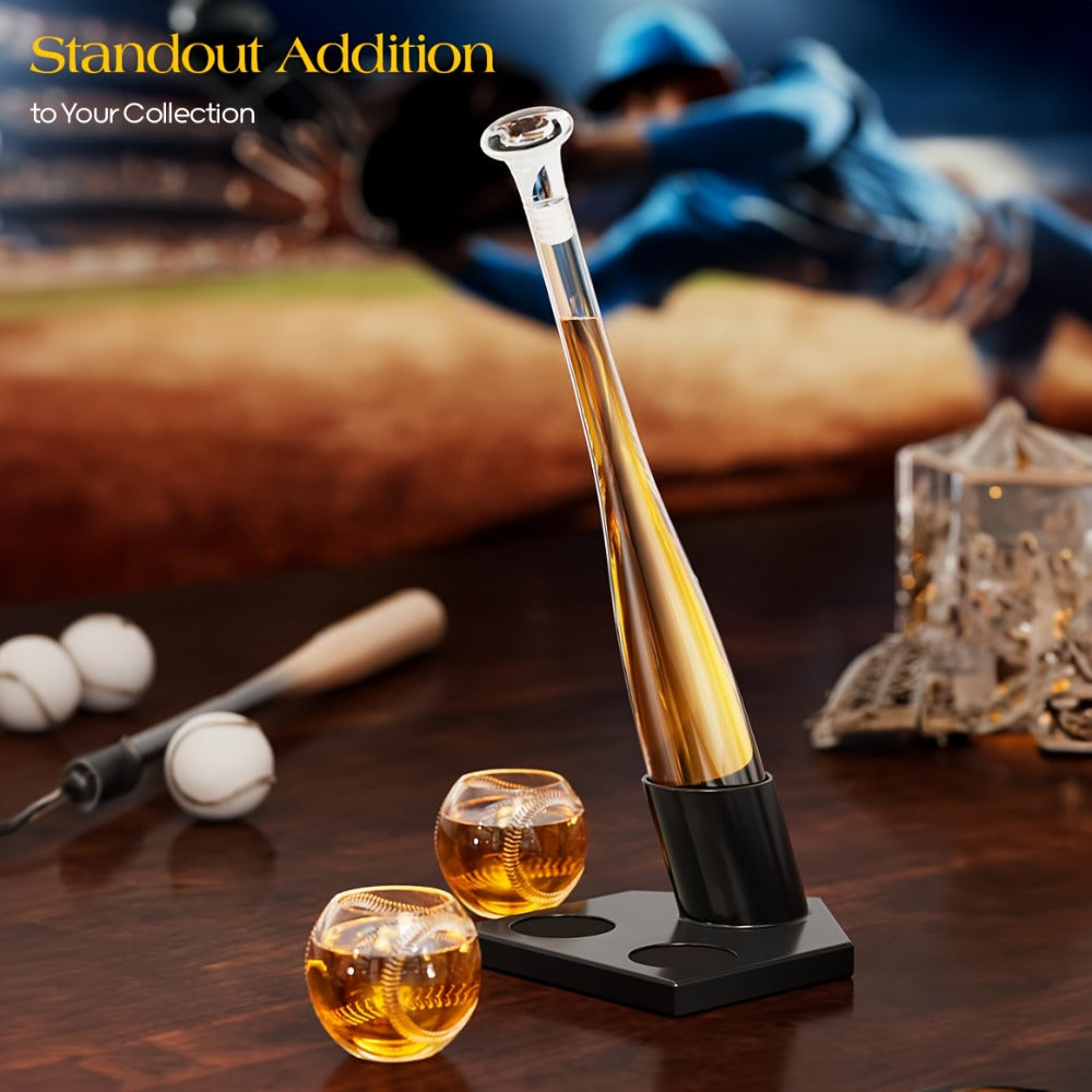 Baseball Bat Whiskey Decanter Set with 2 Glasses – 20oz Liquor Decanter Gift Set for Men, Dad, Boyfriend, Coach
