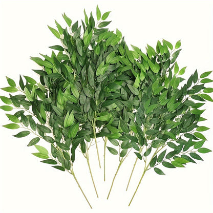 Artificial Italian Ruscus Greenery Stems 27.6" – Faux Green Leaf Spray for Wedding Arch, Bouquet Filler, Table Centerpiece & Home Decor | Realistic Thick Foliage | 16, 24 or 32 Stems