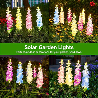 Solar Garden Lights Outdoor - 2 Pack 27 Inch Delphinium Flower Stake Lights with 36 LEDs & 600mAh Battery | Waterproof Solar Yard Lights for Patio, Lawn & Garden Decor | Mother's Day Gift