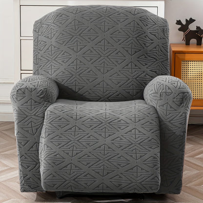 Stretch Recliner Chair Cover 4-Piece Slipcover Non-Slip Elastic Recliner Protector Polar Fleece Jacquard Fabric Pet Scratch Proof Easy Install for Lazy Boy Recliner