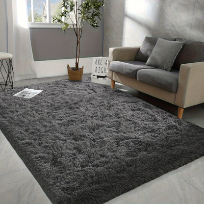 Shaggy Area Rug Soft Plush Fuzzy Carpet Non-Slip Tie-Dye Design for Bedroom Living Room Nursery Dorm — Pet Friendly Machine Washable Multiple Sizes & Colors