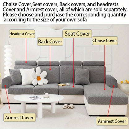 Sofa Cover Stretch Slipcover Universal Fit - Elastic Non-Slip Couch Cover Pet Friendly Machine Washable | Sofa Seat Cover Armrest Back Chaise Protector for Living Room Deep Gray Home Decor Furniture Cover