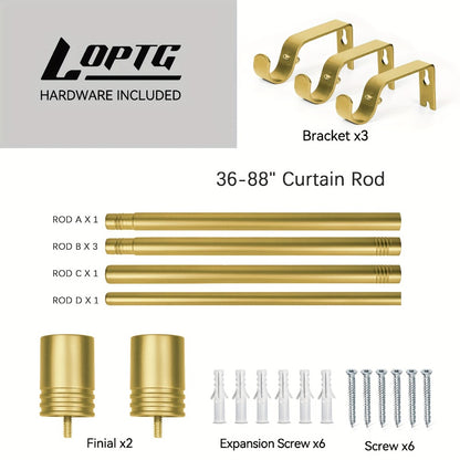 Adjustable Curtain Rods for Windows 1 Inch Diameter – Modern Decorative Drapery Rod with End Finials, 18"-45" to 36"-120" | Black, Brushed Nickel & Gold Finish