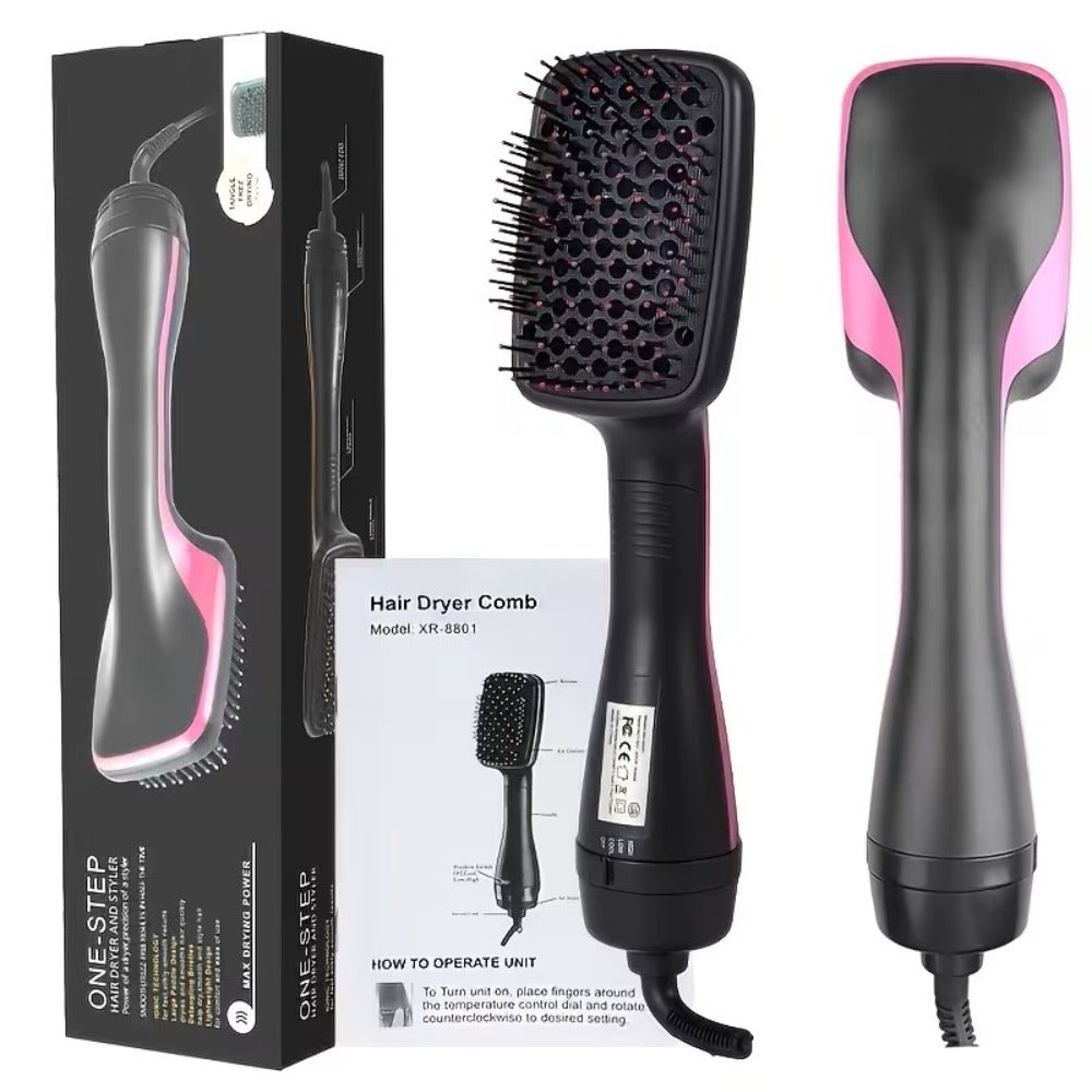 3-in-1 Hot Air Brush Hair Dryer Straightener Comb | Ionic Blow Dryer Brush with Negative Ion Frizz Control, Anti-Scald, Wet & Dry Use – Salon Styler for All Hair Types, 110V