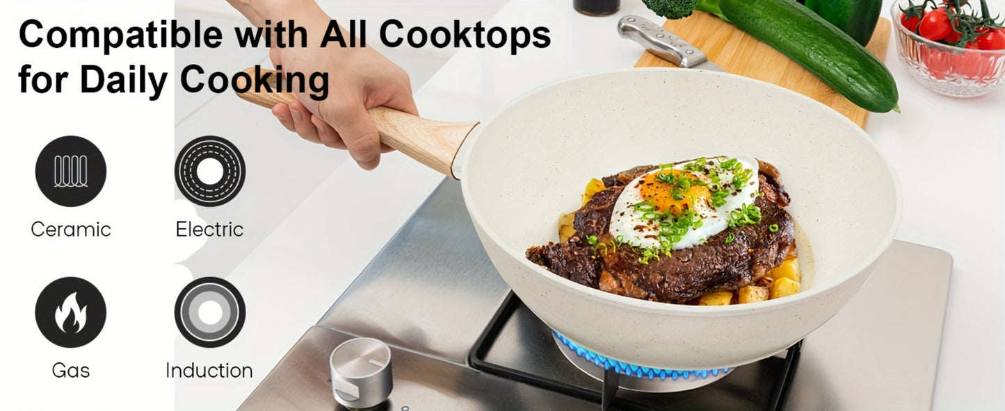 Granite Nonstick Cookware Set – Frying Pans, Pots & Lids, Non-stick Coating, Induction & Electric Stove Compatible, Kitchen Essentials Gift Set