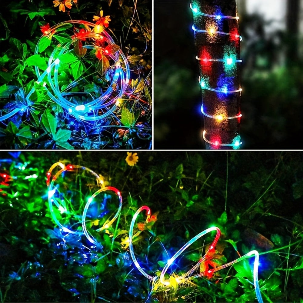 Solar Rope Lights Outdoor 33FT 100LED RGB – 8 Modes IP65 Waterproof String Lights for Garden, Patio, Party & Holiday Decor