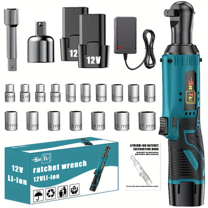 12V Brushless Electric Ratchet Wrench Set with Battery & Quick Charger – Wireless Car Repair Tool Kit for Home & Auto, Holiday Gift for Men