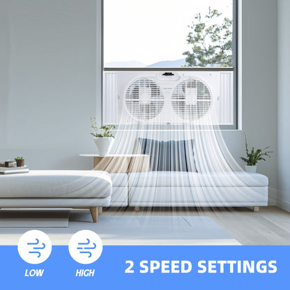 Window Fan 9 Inch Twin Expandable Dual Fan, 3-Speed with Remote Control or Manual Control, Reversible Airflow Indoor Window Fan for Bedroom, Living Room, Kitchen and Office