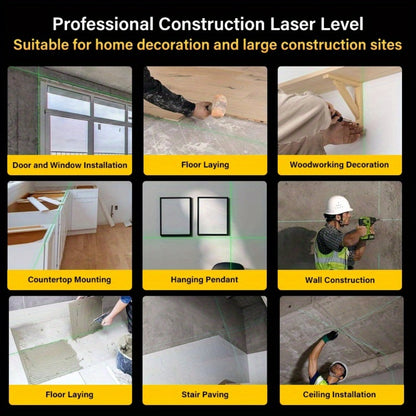 16-Line Laser Level Kit 4D 360 Self Leveling with 2x 3000mAh Battery 39 Inch Tripod Remote Control Lifting Platform for Construction Tile Renovation Wall Floor Alignment