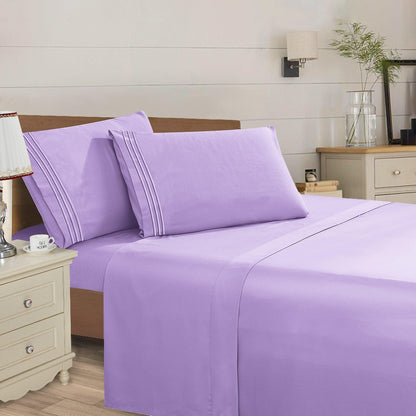 Microfiber Bed Sheet Set 4-Piece Deep Pocket Cooling Sheets Twin Full Queen King Cal King Split King – Soft Wrinkle Fade Resistant Hotel Quality Bedding