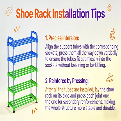 5 Layer Shoe Rack Space Saving Narrow Design | Floor to Ceiling Shoe Storage Organizer | Durable Entryway Closet Living Room Door Shoe Shelf in White