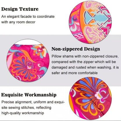 Bohemian Floral Quilt Comforter Set – Soft Microfiber Lightweight Bedding for All Seasons, Twin Queen King – Rose Red, Scarlet & Dark Pink