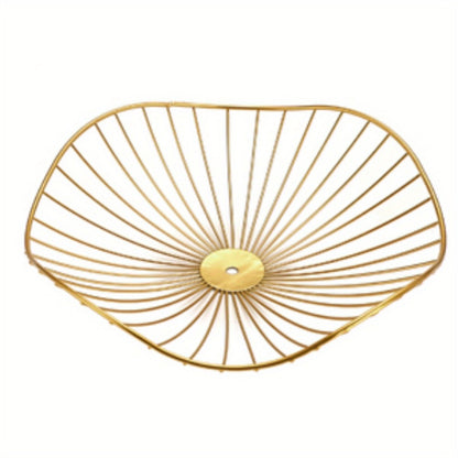 Fruit Basket Stand 3-Tier Decorative Iron Metal Wire Fruit Bowl with Lotus Leaf Design, Countertop Holder for Fruits Vegetables Bread Snacks, Modern Home Kitchen Table Centerpiece Organizer Gold