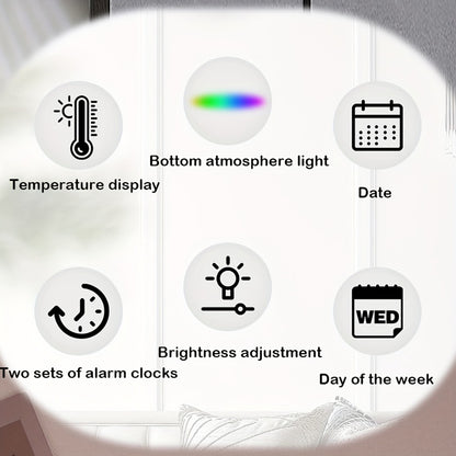 Digital LED Alarm Clock with Temperature Display - Time, Date & Temp LED Desk Clock, USB Powered, Beep Alarm, Modern Design for Bedroom, Living Room & Office, Father's Day Gift