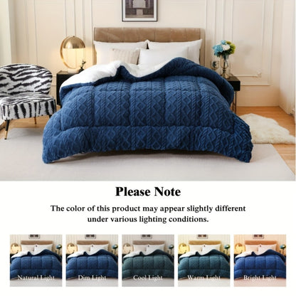 Sherpa Comforter Double-Sided Plush Taffeta, Extra Thick 500GSM Warm Fluffy Comforter for Autumn & Winter – Soft Cozy Bedding for Twin XL, Full, Queen, King (Grey/Pink/Beige/Blue)
