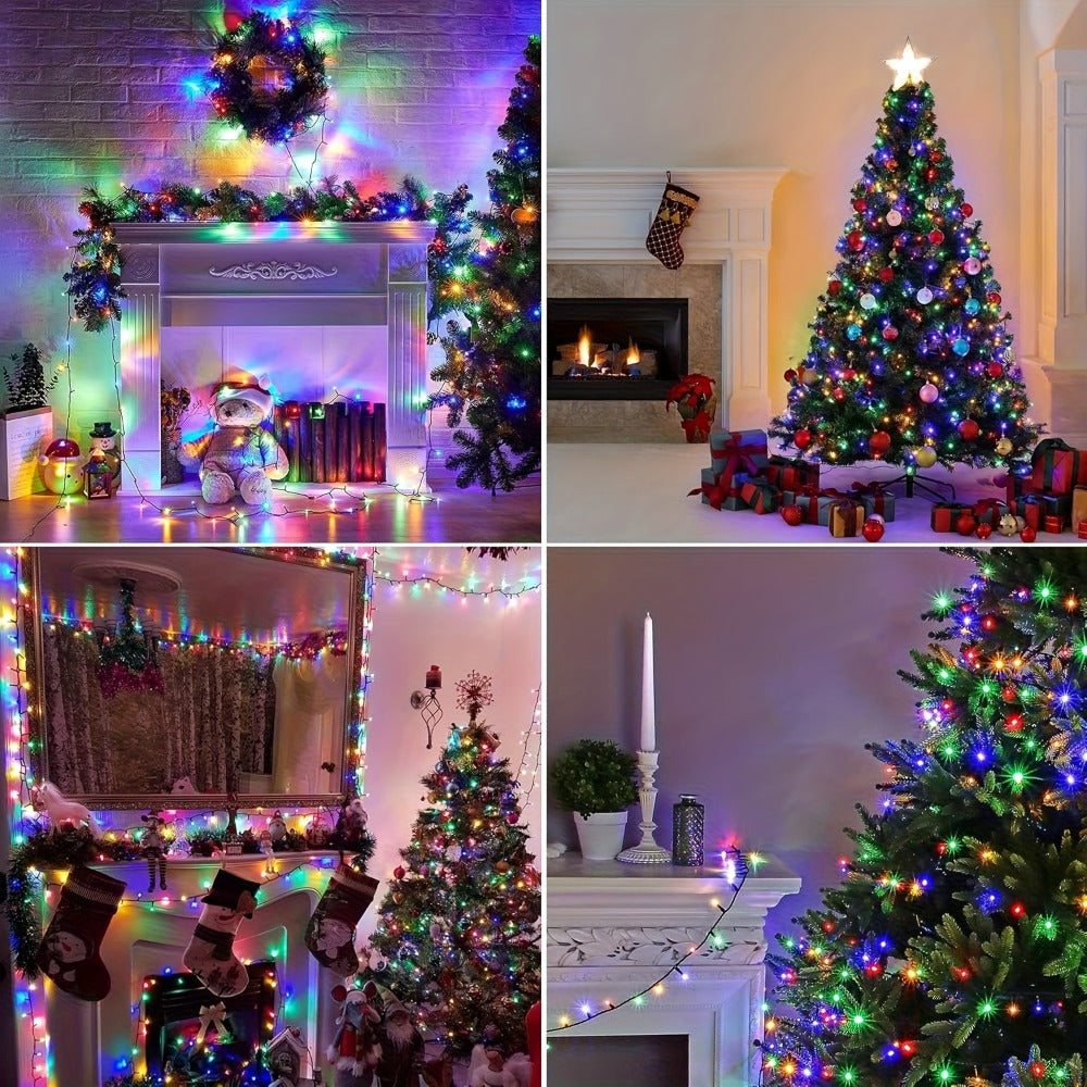 500 LED Christmas String Lights 170 Feet – 8 Lighting Modes with Memory Plug, Transparent Wire Outdoor Lights for Christmas Tree, Party, Balcony & Holiday Decoration – Warm White & Multicolor