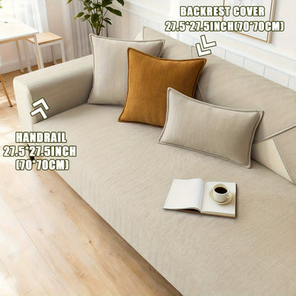 Chenille Ribbed Sofa Cover - Pet Friendly Non-Slip Machine Washable Soft Stretch Slipcover for 1-4 Seater Sectional Sofa Living Room Bedroom Office, 9 Colors