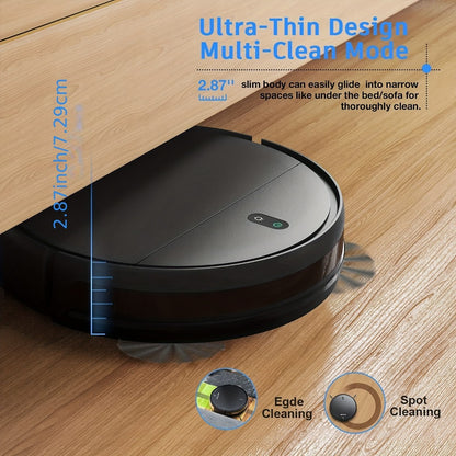Robot Vacuum Cleaner 5000Pa 3-in-1 Sweep Vacuum Mop with Auto Charging App Voice Control Fixed-Point Cleaning Water Tank Dust Box Smart Home Floor Cleaner for Carpet Hard Floor Pet Hair