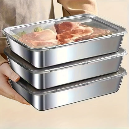 Stainless Steel Food Storage Container Set – Airtight Stackable Kitchen Containers for Meal Prep, Camping & Picnic – Fridge & Freezer Safe, Easy Clean, for Fruits, Meats & Vegetables