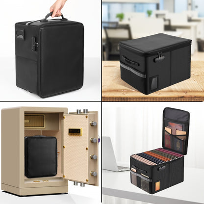 Fireproof File Box with Combination Lock - Collapsible Fireproof Document Organizer Filing Cabinet with Handle for Letter Legal Size Folders Certificates Home Office