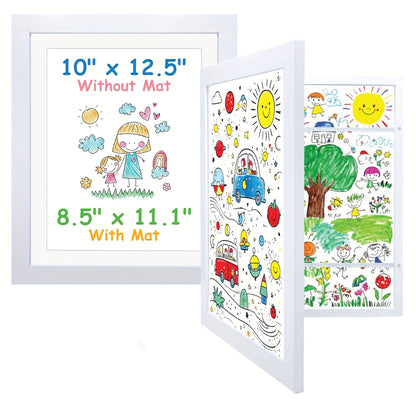 Kids Artwork Frame Front Opening Changeable 8.5x11 Children Art Display Picture Frame Holds 100+ Pieces for Drawing Crafts Photos 2 Pack 4 Pack Wood White