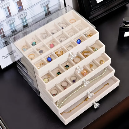 5-Tier Jewelry Box Organizer with Drawer Luxury Glam Storage