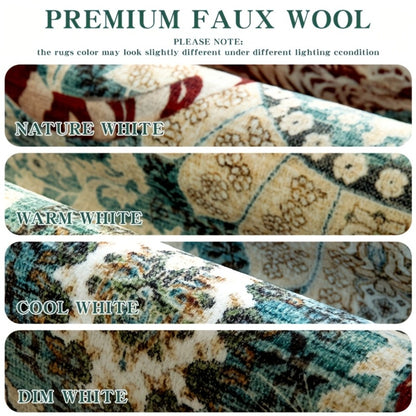 Tiger Print Rug Washable Non-Slip Area Rug - Jungle Forest Design Ultra-Thin Indoor Carpet for Living Room Bedroom Home Office, Red Green Beige, 5x7 6x9 8x10 9x12ft