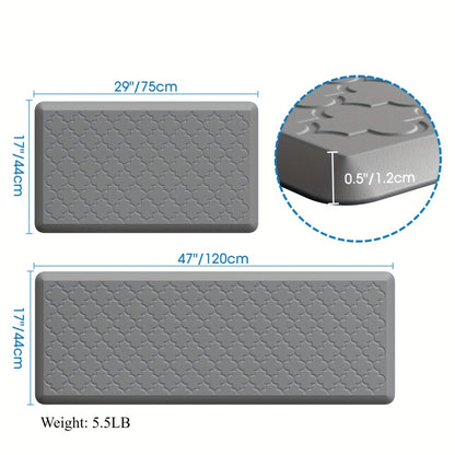 Anti Fatigue Kitchen Mat Set 2 Piece Cushioned Non-Slip Standing Mat for Kitchen Sink Office Laundry Floor Comfort