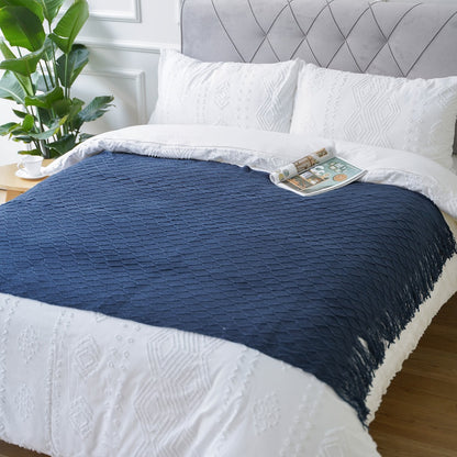 Tassel Throw Blanket – Soft Lightweight Decorative Fringe Throw for Couch, Chair, Bed & Sofa, 50”×60”, 6 Colors, Boho Home Decor