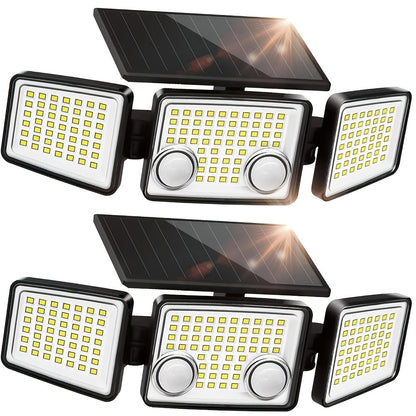 Solar Motion Sensor Light Outdoor – 3000LM 7000K 152 LED Flood Light with Dual Sensor, IP54 Waterproof, 270° Wide Angle & 3 Modes for Garden, Fence & Eaves (2 or 4 Pack)