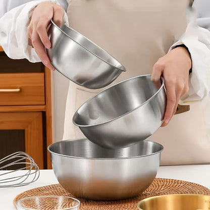 Stainless Steel Mixing Bowl Set 3-Piece with Measuring Marks – Small Medium Large Nesting Bowls for Cooking, Baking & Food Prep, Durable 304 Stainless Steel Salad Bowl Set for Kitchen & Restaurant
