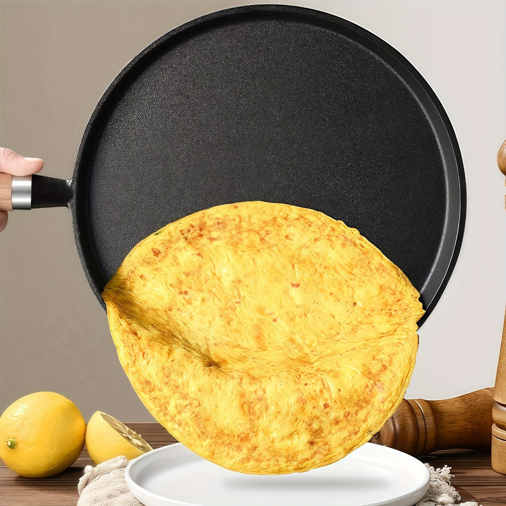 Cast Iron Skillet Non-stick Flat Pan 8.27/9.45/10.63 Inch for Pancakes Eggs & Crepes – Induction Gas Campfire Compatible Breakfast Griddle Pan for Indoor Outdoor Cooking