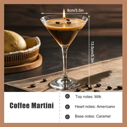 Coffee Martini Scented Candle – Soy Wax Espresso Cocktail Candle with Coffee Bean Embellishment & Glitter, 12+ Hour Burn, Unique Birthday Gift, Valentine's Day, Mother's Day & Teacher Appreciation Gift for Candle Lovers