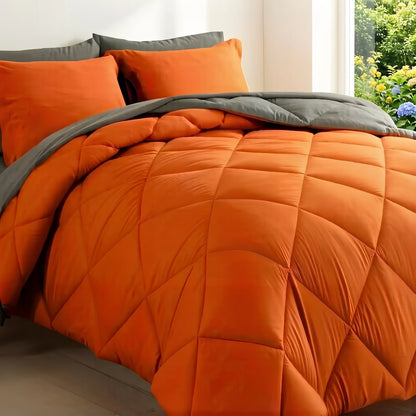 Comforter Set 7-Piece Bed in a Bag Queen King Full Soft Microfiber Down Alternative Comforter Fitted Sheet Flat Sheet Pillow Shams Pillowcases All Season Bedding Set 34 Colors