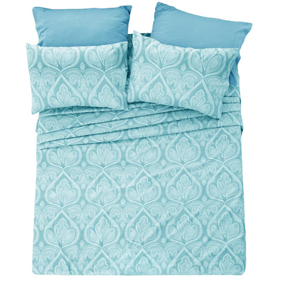Paisley Bed Sheet Set 6-Piece Soft Brushed Microfiber Deep Pocket Fitted Sheet Wrinkle Free All-Season Comfort