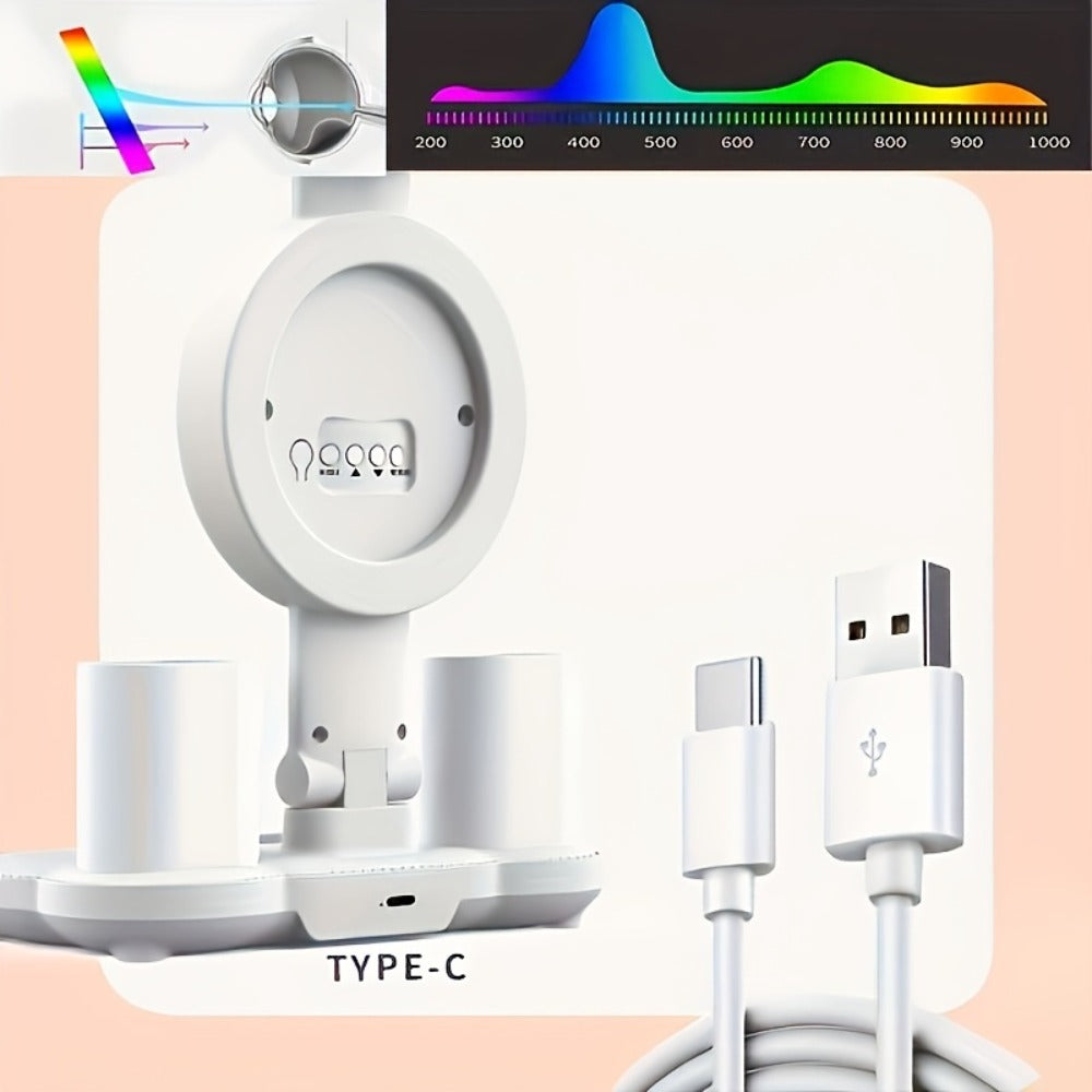 LED Desk Lamp with Built-in Fan & Touch Control | Dual Head Adjustable | USB Charging | 3 Color Modes Dimmable | Smart Display Clock | Eye-Caring Reading Lamp for Home Office Dorm Study