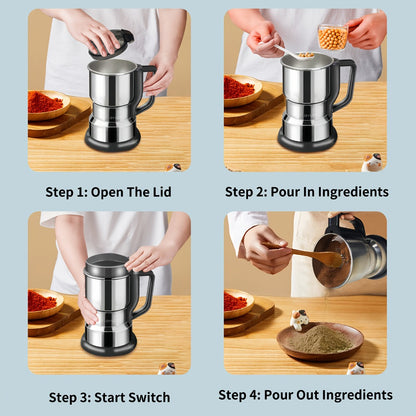 Coffee Bean Grinder 300W 8-Blade Stainless Steel 400g 14oz Large Capacity Up to 36 Cups 10-Second Fast Grinding Spice Grain Nut Dry Food Processor One-Touch Button