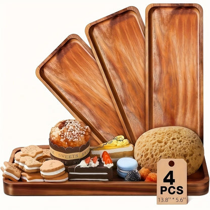 Wood Serving Tray Set – Oval Wooden Charcuterie Boards & Serving Platters for Cheese, Snacks, Bread, Fruit & Appetizers – Party, Buffet, Barbecue & Kitchen Decor