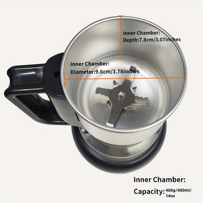 Electric Coffee Grinder with Stainless Steel Blade | 10-Second Fast Grinding | One-Button Control Spice Nut Bean Mill | Dry Food Processor for Coffee Beans Spices Grains Nuts