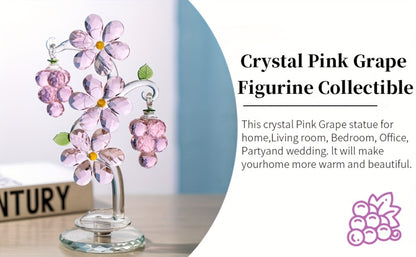 Pink Crystal Tree Statue Ornament - Romantic Crystal Flower Sculpture with Rotatable Base | Elegant Home Decor Gift for Valentine's Day, Wedding, Christmas & Mother's Day | Luxury Crystal Tree Decor