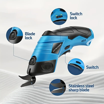 Electric Fabric Cutting Scissors USB Rechargeable – 1500mAh Cordless Precision Cutter for Clothing Leather Carpet Crafts Cardboard Ergonomic One-Touch