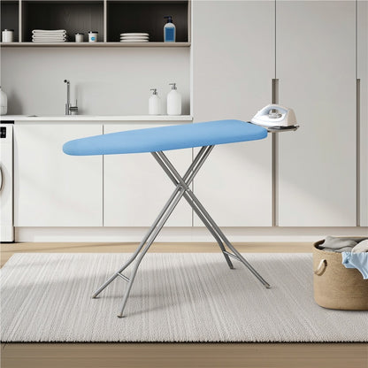 Ironing Board Full Size Adjustable Height Foldable Iron Board with 4-Leg Stand 4-Layer Thick Pad Iron Rest Safety Lock for Home Dorm Laundry Room