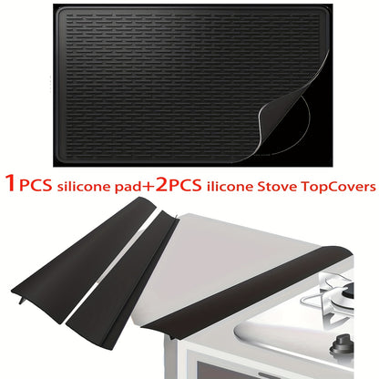 Silicone Stove Top Cover Mat – Heat-Resistant 28x20 Inch Cooktop Protector & Dish Drying Mat for Gas & Electric Stoves – Scratch-Resistant Kitchen Counter Guard – 1 or 2 Pack with Magnetic Rack Option
