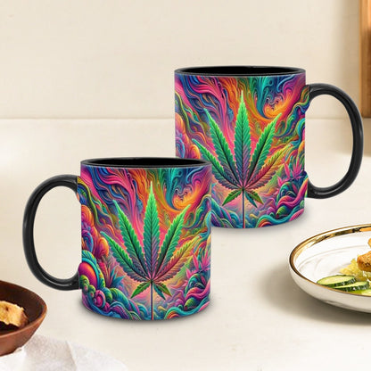Psychedelic Print Ceramic Mug 11oz – Unique Artistic Coffee Mug for Living Room Office & Cafe | Cool Gift for Friends | Novelty Tea Cup with Bold Colorful Design