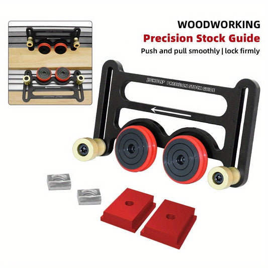 Feather Board Roller Guide for Table Saw – Aluminum Alloy One-Way Safety Stock Feeder with T-Track Mount, Anti-Kickback Woodworking Press Guide Tool