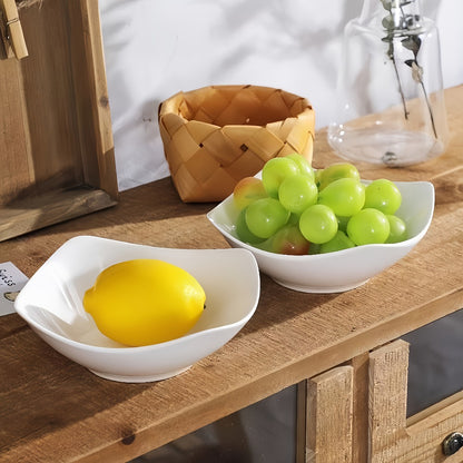Salad Bowl and Plate Set 4/8/16 Piece – Reusable White PP Plastic Microwave Safe Stackable Lightweight Tableware for Picnic Outdoor Party Wedding Hotel Camping Dessert Cold Dish Serving