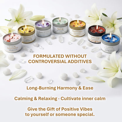 Manifestation Candles Scented Soy Wax with Golden Crystal – Law of Attraction Abundance Candle for Meditation, Yoga & Focus | Spiritual Gift for Women with Guidance Card | Christmas, Birthday, New Year