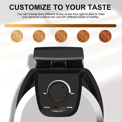 Belgian Waffle Maker 180° Rotating Flip Waffle Iron, Non-Stick Plates, Adjustable Browning Control, Removable Drip Tray, Cool Touch Handle, Stainless Steel, Space-Saving Foldable Design – Single & Double