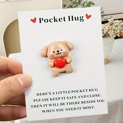Pocket Hug Cards Emotional Support - Cute Heart Dog Mini Cards with Resin - Thinking of You Gift for Family Friends Lovers - Christmas Valentine Birthday Party Favor Decorative Gift Cards 20/40 Pack